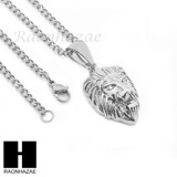 MEN STAINLESS STEEL MINI LION FACE PENDANT 24" CUBAN NECKLACE SET NP002