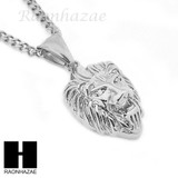 MEN STAINLESS STEEL MINI LION FACE PENDANT 24" CUBAN NECKLACE SET NP002