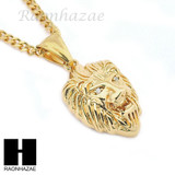 MEN STAINLESS STEEL MINI LION FACE PENDANT 24" CUBAN NECKLACE SET NP002
