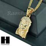 MENS STAINLESS STEEL JESUS FACE CZ PENDANT 24" CUBAN NECKLACE SET NP005