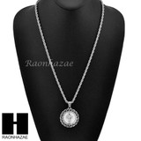 MENS STAINLESS STEEL ANKH CROSS MEDALLION PENDANT 24" ROPE CHAIN NECKLACE NP014