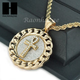MENS STAINLESS STEEL ANKH CROSS MEDALLION PENDANT 24" ROPE CHAIN NECKLACE NP014