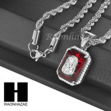 STAINLESS STEEL RUBY JESUS FACE PENDANT 24" ROPE CHAIN NECKLACE NP024 STAINLESS STEEL RUBY JESUS FACE PENDANT 24" ROPE CHAIN NECKLACE NP024
