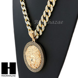 Hip Hop 14k Gold Plated Medusa Medallion Pendant 30" Cuban Link Chain 2