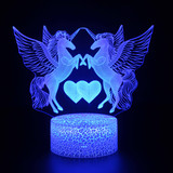 3D Unicorn Lamp LED Night Light Visual Illusion 7 Colours Touch Bedroom Party/Free Shipping