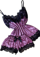 Velvet Eyelash Lace Lingerie Underwear Two Pieces Cami Set/Free Shipping