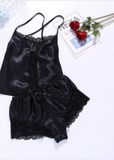Eyelash Lace Imitation Silk Camisole Lingerie Cami Set Two Pieces/Free Shipping