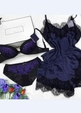 Lingerie Lace Trim Pajamas Two Pieces Cami Set/Free Shipping