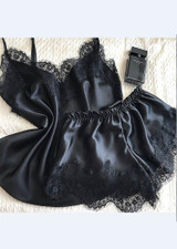 Lingerie Lace Trim Pajamas Two Pieces Cami Set/Free Shipping