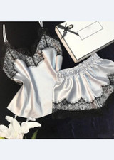 Lingerie Lace Trim Pajamas Two Pieces Cami Set/Free Shipping