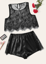 Lingerie Plus Size Lace Trim Camisole Pajamas/Free Shipping