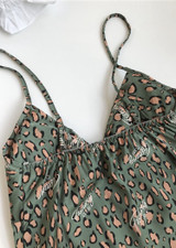 Leopard  Printed Silk  Lingerie Sleepwear 3 Pieces Set/Free Shipping