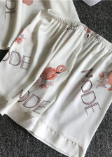 Flamingos Printed V-Neck Silk  Camisole  Lingerie Sleepwear Set/Free Shipping