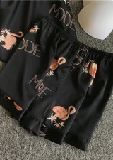 Flamingos Printed V-Neck Silk  Camisole  Lingerie Sleepwear Set/Free Shipping