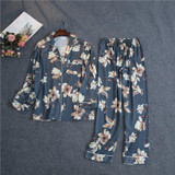 Carnations Print Pocket With Button Set 2 Sleepwear Pajama For Women/Free Shipping