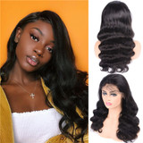 Lace Closure Wigs Human Hair Indian Body Wave Natural Black Lace Front Wig For Black Women 4X4 &13x4 Closure Wigs/Free Shipping