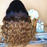 Sexy Natural Curly Lace Front Synthetic Wig Fashion Women Gradient Long Wigs/Free Shipping