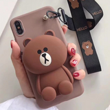 3D Cartoon Zipper Wallet Silicone Cover for iPhone 11 Pro Max, 11 Pro, 11, Xs Max, Xs/X, XR, 8/7 Plus, 8/7, 6s Plus, 6/6s