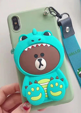 3D Cartoon Zipper Wallet Silicone Cover for iPhone 11 Pro Max, 11 Pro, 11, Xs Max, Xs/X, XR, 8/7 Plus, 8/7, 6s Plus, 6/6s