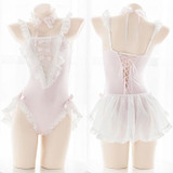 Kawaii Lace Mesh Tutu Bodysuit Sweet Lolita Lingerie #JU3027