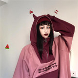 Cute Devil Horn Pastel Hoodie Kawaii Pullover #JU2705 Cute Devil Horn Pastel Hoodie Kawaii Pullover #JU2705