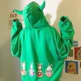 Harajuku Devil Horn Rabbit Print Hoodie Pastel Sweatshirt #JU2654 Harajuku Devil Horn Rabbit Print Hoodie Pastel Sweatshirt #JU2654