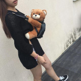 Plush Teddy Bear Leather Backpack Kawaii Bag #JU3065