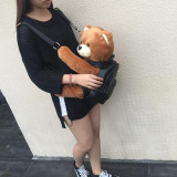 Plush Teddy Bear Leather Backpack Kawaii Bag #JU3065