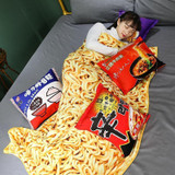 Instant Noodles Plush Pillow and Blanket Kawaii Ramen Bedroom Accessory #JU2794