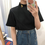 Harajuku Fruit Embroidered High Collar Summer T-Shirt [5 Colors] #JU2302