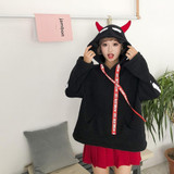 Devil Horn Hoodie Harajuku Long Sleeve Top #JU2214 Devil Horn Hoodie Harajuku Long Sleeve Top #JU2214