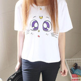 Kawaii Sailor Moon Luna Cat Eyes T-Shirt #JU2093 Kawaii Sailor Moon Luna Cat Eyes T-Shirt #JU2093