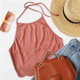 Women Backless Halter Sleeveless Crop Top