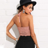 Women Backless Halter Sleeveless Crop Top