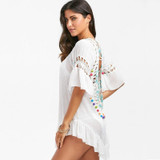 Women Crochet Knitted Open Back Bikini Cover Up