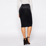 Elastic Waist Black Pencil Skirt