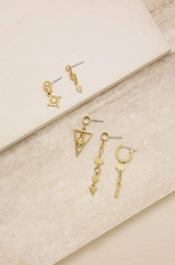 Mini Assorted Gold Dangle Diamond Shape Earrings