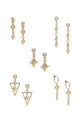 Mini Assorted Gold Dangle Diamond Shape Earrings