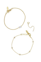 Opal & Crystal Dainty Chain Bracelet Set