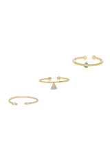 Crystal Poppy 18kt Gold Plated Adjustable Ring Set