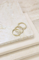 Crystal & Gold Band Ring Set of 3