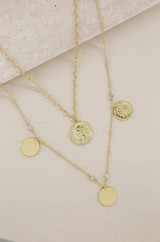 Elite Coin & Crystal Layered Gold Plated Necklace