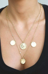 Elite Coin & Crystal Layered Gold Plated Necklace