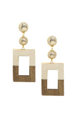 Wooden Color-Block Drop Earring