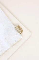Crystal & Gold Pre-Stacked Ring
