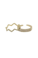 Pave Zig Zag Ring Set of 2 in Gold
