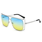 Women's Trendy Oversize Flat Top Metal Frame Sunglasses