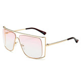Women's Trendy Oversize Flat Top Metal Frame Sunglasses