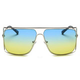 Women's Trendy Oversize Flat Top Metal Frame Sunglasses