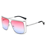 Women's Trendy Oversize Flat Top Metal Frame Sunglasses